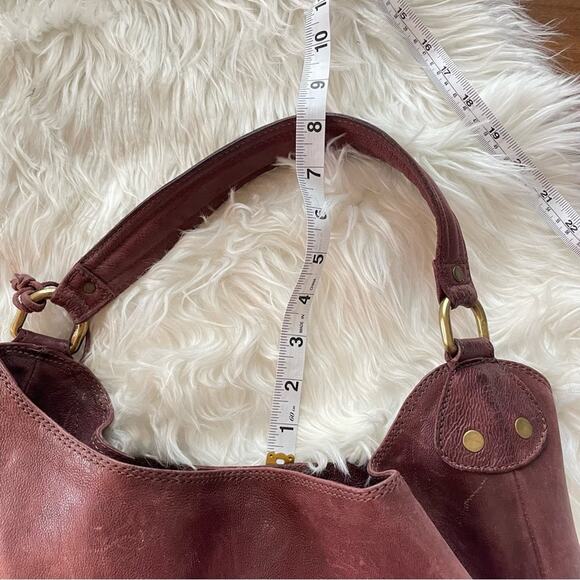 A.S.98 | Women’s Merlot Burgundy Leather Hobo Bucket Bag Leather Shoulder Purse - Picture 6 of 8